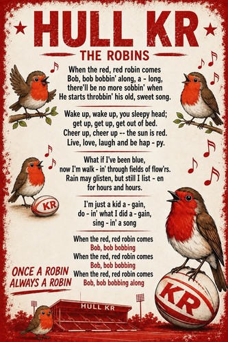 Red robin metal sign - red,