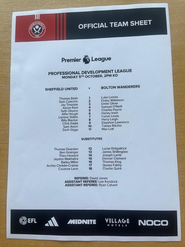 Sheffield united u21s - sheffield, v