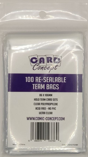 100x resealable team bags - team,